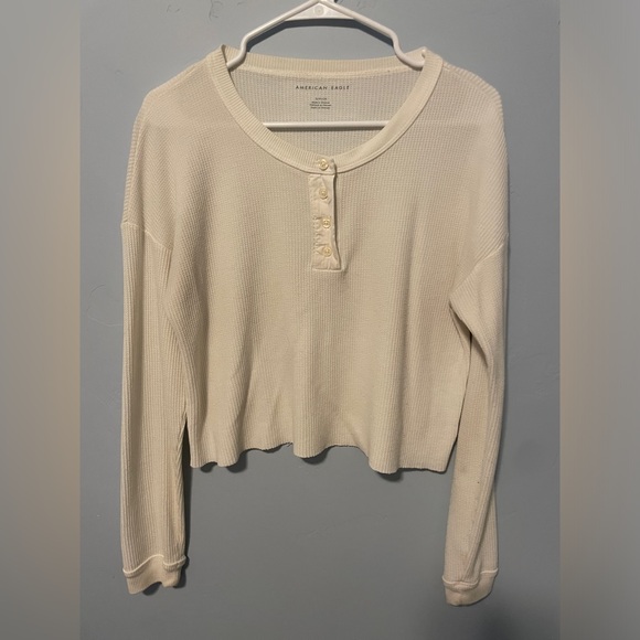 American Eagle Long Sleeve Cropped Top - Picture 1 of 3